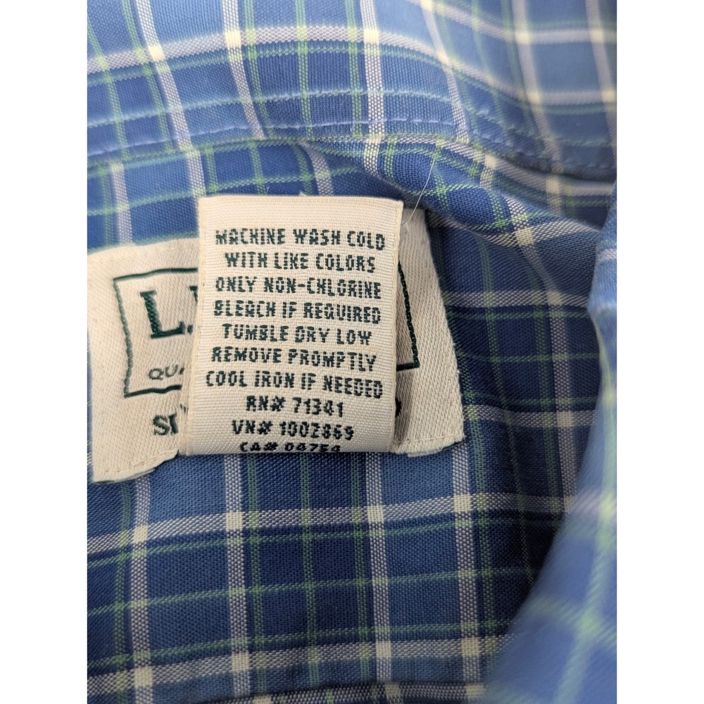 LL Bean Mens XL Blue Plaid Button Down Shirt Slightly Fitted Cotton 287889 - Picture 8 of 10